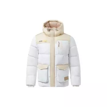 Li-Ning Wade Series Letter Print Large Pocket Теплая куртка-пуховик с капюшоном для мужчин Верхняя одежда Стандарт-белый AYMR097-4 L