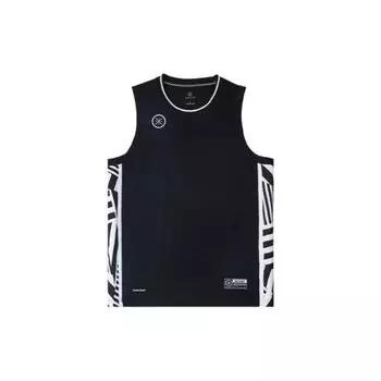 Li-Ning Wade Series Letter Print Round Neck Basketball Vest Men tops Black White AAYS271-2 M