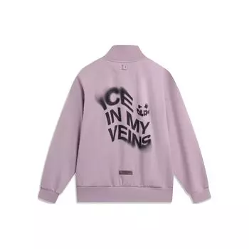Li Ning Wade Series Letter Print Warm Loose Jacket Men Jacket Slate-Grey Purple AJDT767-2 M