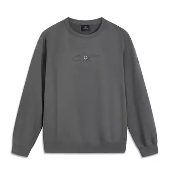 Li-Ning Wade Series Letter Round Neck Comfortable Breathable Versatile Fleece Warm Loose Sports Sweatshirt Men sweatshirt Asphalt-Gray AWDU293-2 M