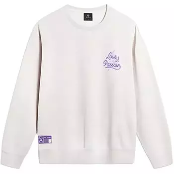 Li Ning Wade Series Letter Round Neck Удобная дышащая флисовая теплая толстовка Мужская толстовка Flower-Gray Tile-Gray AWDU655-4 2XL