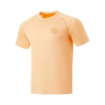 Li-Ning Wade Series Letter Round Neck Comfortable Versatile Breathable Short Sleeve T-Shirt Men Tops Floating-Orange ATSU071-4 M