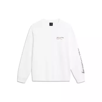 Li-Ning Wade Series Letter Round Neck Pullover Loose Knit Long Sleeve Sweatshirt Men sweatshirt Standard-White AWDU001-2 3XL