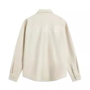 Li-Ning Wade Series Letter Single-Breasted Collar Fleece Warm Loose Jacket Men Jacket Oatmeal-Gray AFDU223-6 M