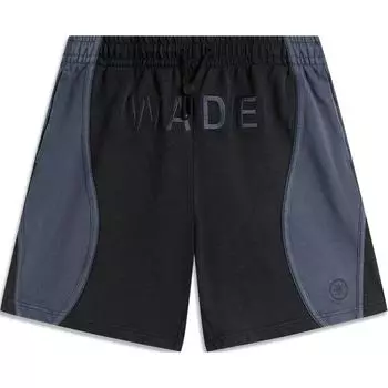Li Ning Wade Series Letter Splicing Mid Waist Удобные дышащие прямые повседневные шорты мужские шорты Mountain-Blue Washed AKSU127-1 M