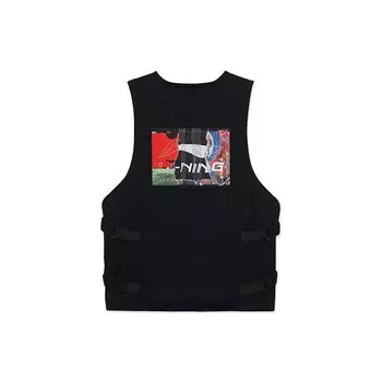 Li Ning Wade Series Logo Sports Loose Vest Men Vests Black AMDR069-1 L