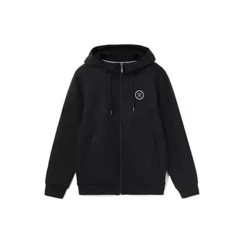 Li-Ning Wade Series, однотонная плюшевая теплая толстовка на молнии, мужская верхняя одежда, черная, AWDR843-1 L