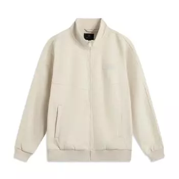 Li Ning Wade Series однотонная застегивающаяся на молнию стойка воротник удобная дышащая универсальная свободная куртка мужские куртки овсяно-серый AFDUB19-5 XL