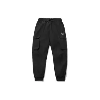 Li Ning Wade Series однотонные повседневные длинные брюки с принтом логотипа и эластичными манжетами, осенние мужские брюки черного цвета AKXR083-1 L