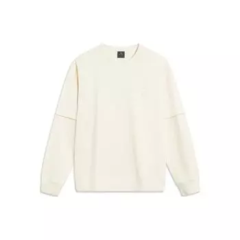 Li Ning Wade Series однотонный флисовый теплый свободный пуловер свитшот унисекс свитшот Off-White AWDT947-6 XXL