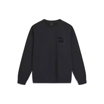 Li Ning Wade Series однотонный флисовый теплый свободный пуловер, мужская толстовка, черный AWDT947-1 L