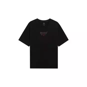 Li-Ning Wade Series, однотонный пуловер с буквенным принтом, футболка с круглым вырезом, топы унисекс, черный AHST021-1 L