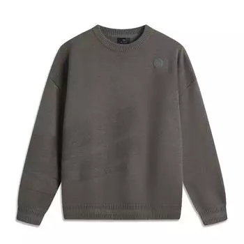 Li Ning Wade Series однотонный удобный дышащий универсальный свободный длинный рукав вязаный свитер мужские топы уличный серый AMBU055-2 2XL