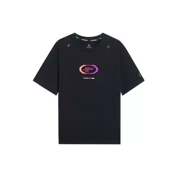 Li-Ning Повседневная футболка с короткими рукавами и принтом пикселей серии Wade, мужские топы, черный AHSSA47-1 M