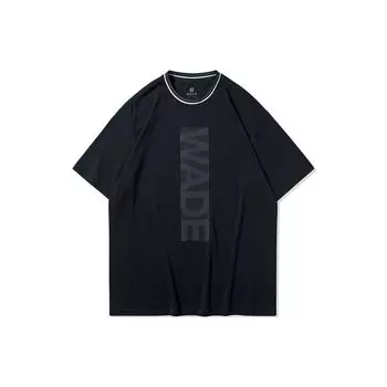 Li-Ning Wade Series Повседневная свободная футболка с коротким рукавом с принтом, мужские топы, черный AHSQ159-1 L