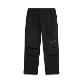 Li Ning Wade Series Повседневные Простые Однотонные Прямые Свободные Трикотажные Спортивные Штаны Мужские брюки Черный AKXV017-1 S