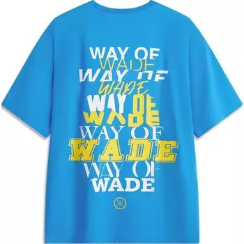 Li-Ning Wade Series Printed Letter Crew Neck Comfortable Breathable Loose Short Sleeve T-Shirt Men Tops Starry-Blue AHSU361-7 M