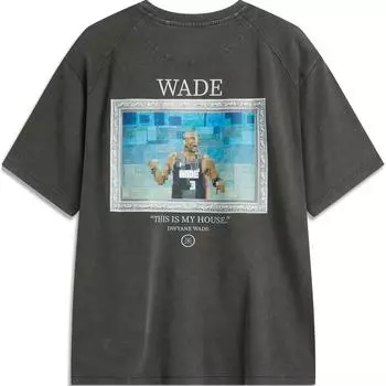 Li-Ning Wade Series Printed Letter Round Neck Comfortable Breathable Short Sleeve T-Shirt Men Tops Slate-Gray AHSU845-4 L