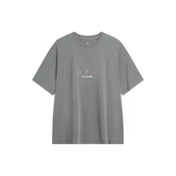 Li-Ning Футболка Wade Series Quick-Dry Cooling с коротким рукавом и заниженной линией плеч, устойчивая к ультрафиолетовому излучению, мужская, серо-теневая, AHSU401-1 M