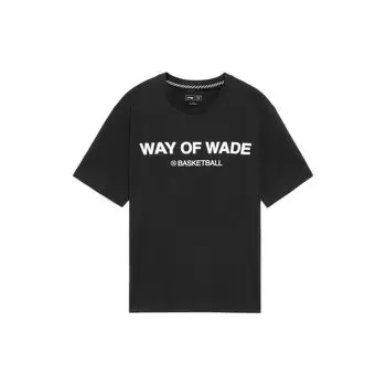 Li-Ning Wade Series с буквенным принтом и круглым вырезом, повседневная футболка с коротким рукавом, мужские топы, черный AHSS439-1 M