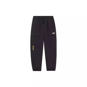 Li-Ning Мужские брюки-карго Wade Series с однотонным узором из букв, на шнуровке, с эластичной талией и несколькими карманами, черные AKXS587-1 L