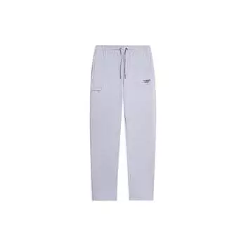 Li-Ning Wade Series Solid Color Letter Print Fleece-Lined Warm Straight-Leg Sports Pants Men Bottoms Gray AKLSC25-5