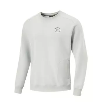 Li-Ning Wade Series Solid Color Round Neck Comfortable Breathable Versatile Casual Sports Sweatshirt Men sweatshirt Water-Droplet-Gray AWDU873-2 S