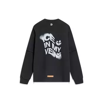 Li Ning Wade Series Star Letter Print Флисовая теплая свободная толстовка-пуловер Мужская толстовка черного цвета AWDTD25-3 L
