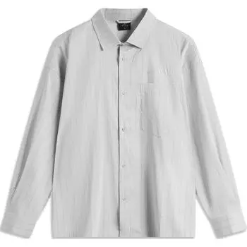 Li-Ning Wade Series Striped Button-Down Loose Casual Long Sleeve Shirt Men shirts Mist-Gray ASHU409-3 L