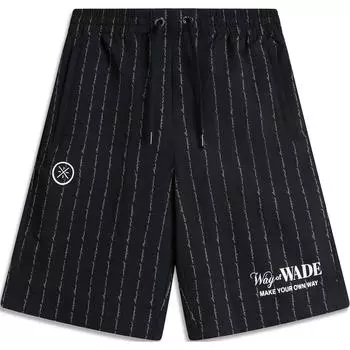 Li-Ning Wade Series Striped Letter Mid-Rise Comfortable Breathable Straight Casual Shorts Men shorts Black AKSU347-8 S