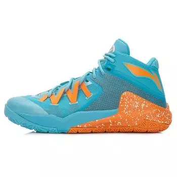 Li Ning Wade Series Team 3 Амортизация Поддержка Высокий Верх Баскетбольные Кроссовки Унисекс Баскетбольные Кроссовки Синий Оранжевый ABAK047-5 45