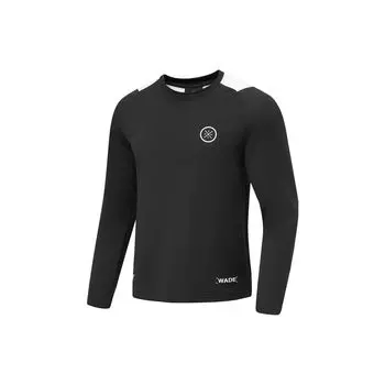 Li-Ning Wade Series Теплая флисовая футболка с цветными блоками, впитывающая пот, мужские топы с длинными рукавами, черный цветочно-серый речной лайм ATLT109-1 L