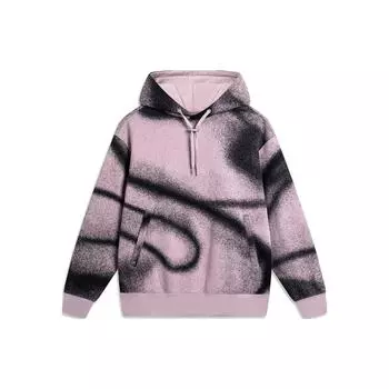 Li-Ning Wade Series Tie-Dye светоотражающий флис теплый свободный свитер с капюшоном мужские толстовки с капюшоном сланцево-серый фиолетовый черный AWDTD23-4 L