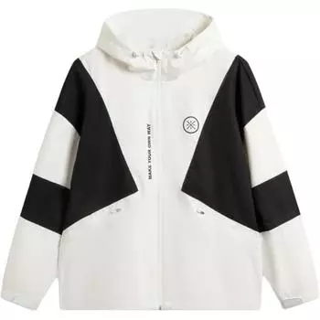 Li Ning Wade Series Удобный Повседневный Простой Свободный Буквенный Ветровка с Капюшоном Мужская Верхняя Одежда Шампань-Белый AFDV027-3 M