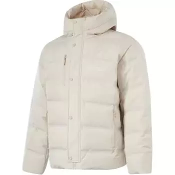 Li-Ning Wade Series Water-Resistant Letter Print Hooded Zip-Up Short Sleeve Down Jacket Men jackets Oatmeal-Gray AYMU003-6 M