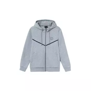 Li-Ning Wade Series Zip-Up Hoodie With Fleece-Lined Letter Logo Long Sleeve Men Tops Floral-Grey Shark-Grey AWDSH87-2