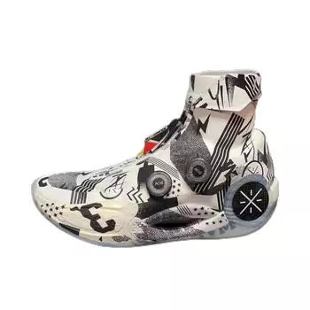 Li Ning Wade Way 9 Удобные Универсальные Нескользящие Прочные Баскетбольные Кроссовки с Высоким Верхом Мужские кроссовки Серый Белый ABER003-14 41