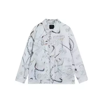 Li-Ning Wade X Glare Artist совместная рубашка с длинным рукавом с принтом, мужские топы, белый, серый AFDS475-2 L