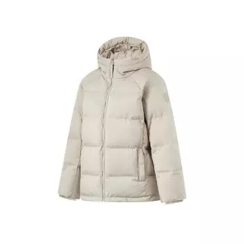 Li-Ning Water-Resistant Hooded Duck Down Jacket Women outerwear Dusty-Gray AYMU108-5 XXL