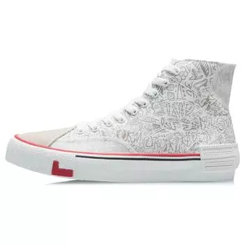 Li Ning We Are Canvas Hi Trendy Versatile Casual High-Top Sneakers Women Sneakers White Grey AECR012-1 35