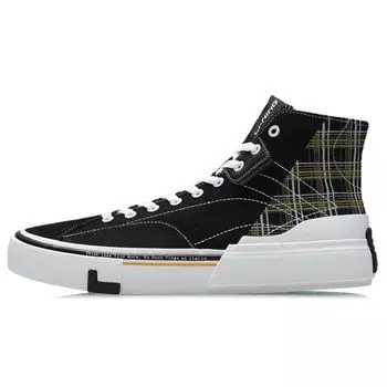 Li Ning We I Canvas Hi Fabric Synthetic Leather Нескользящие Легкие Дышащие Сбалансированные Износостойкие Высокие Кроссовки Для Скейтбординга AECR007-4 39