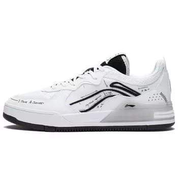 Li Ning We I V1 Ткань Синтетическая Кожа Противоскользящие Прочные Легкие Низкие Кроссовки Для Скейтбординга Мужские Кроссовки Для Скейтбординга Белые Черные AGCS029-5 43