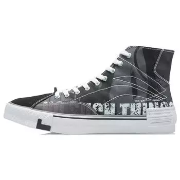 Li Ning We Wo Canvas Hi Удобные нескользящие износостойкие высокие скейт-кеды для мужчин, черные AECR011-2 41