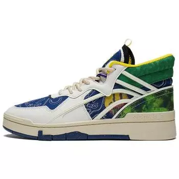 Li Ning We Wo Mid Party Удобные Мягкие Эластичные Высокие Кроссовки Мужские Кроссовки Белые Зеленые Синие AGCS283-1 41