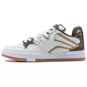 Li Ning We Wo Pro Pro Spliced Upper Fashion Универсальные Удобные Прочные Нескользящие Легкие Низкие Кроссовки Для Скейтбординга Мужские Кроссовки Белые Коричневые AECU005-1 39