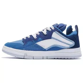 Li Ning We Wo Pro Ткань Кожа Повседневные Противоскользящие Амортизирующие Износостойкие Низкие Кроссовки Для Скейтбординга Мужские Кроссовки Синие AECS051-5 44