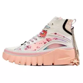 Li Ning We Wo Sakura Limited Ткань Синтетическая кожа Амортизирующие Нескользящие Износостойкие Высокие Спортивные Повседневные Туфли Женские Кроссовки AGCR276-1 37