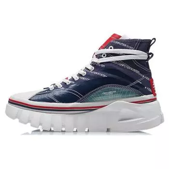 Li Ning We Wo Ткань ТПУ Амортизирующие Нескользящие Износостойкие Высокие Спортивные Повседневные Туфли Женские Кроссовки Синие AGCP388-16 39