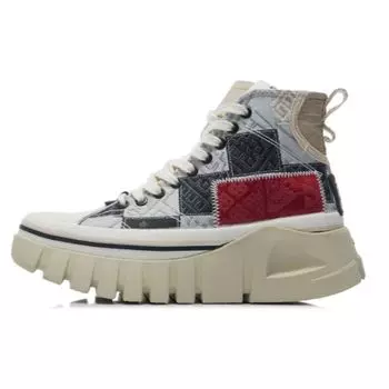 Li Ning We Wo удобные повседневные высокие кроссовки для скейтбординга женские кроссовки черные серые AGCR270-2 36