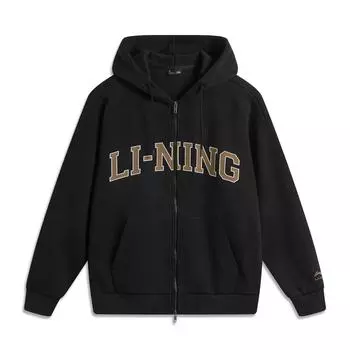 Li Ning Weekend Youth Инфракрасный теплый антистатический антибактериальный универсальный повседневный американский винтажный логотип с капюшоном флисовый теплый кардиган толстовка AWDUA11-6 2XL